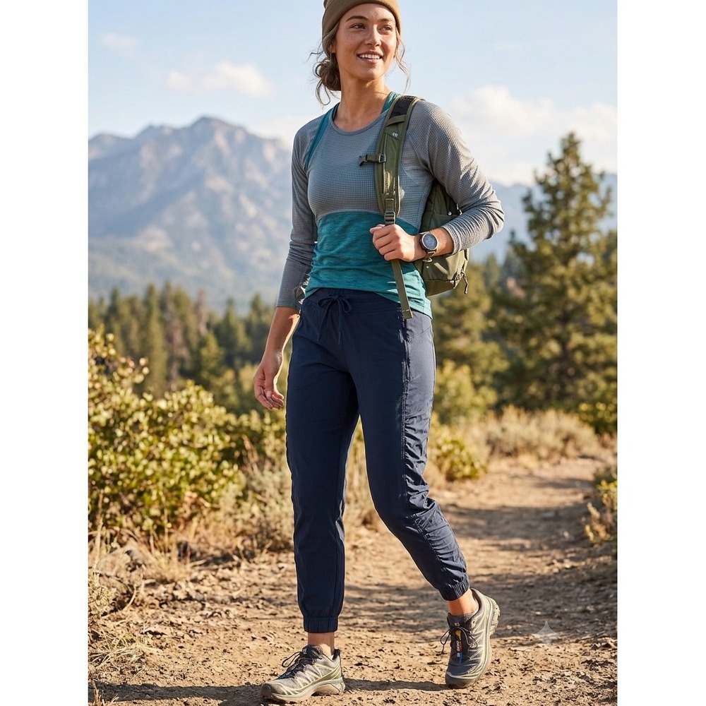 Athleta Trekkie North Joggers‎ Navy Blue Hiking Pants Ruched Size 0